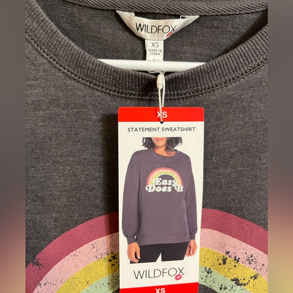 Wildfox Charcoal Sweatshirt with Rainbow Graphic - Picture 2 of 4